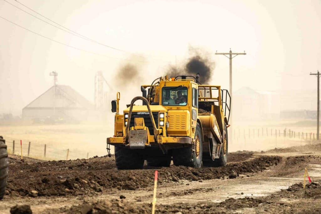 Heavy Equipment operating at Highway 515 project in southern Alberta
